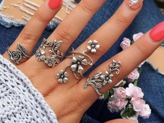 Anillos Flores de Plata 4pcs