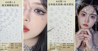 Aplique para Rostro Mariposa/Rosa/Nácar con Strass/Perlitas 63/64pcs (+)