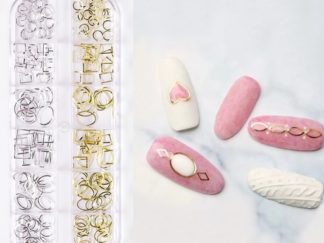 Aplique para Uñas de Metal Dorado y Plateado con 12 modelos