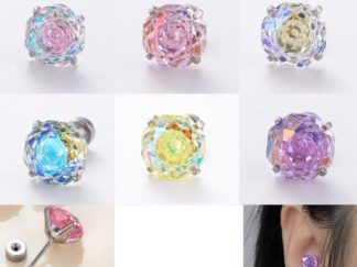 Arete Circón Rosa 6mm+Titanio *u.