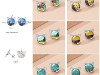 Aretes Gato con Pinturas de Van Gogh