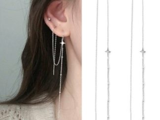 Aretes de Cadena Larga con Estrellitas