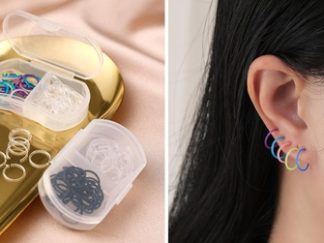 Aros de Silicona Transparente 30pcs + Negro/Colores 30pcs *cajita de 2 divisiones (+)