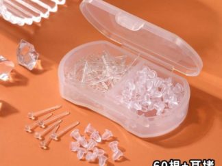 Aretes de Silicona Transparente con Pelotita 60pcs + Tapita *cajita de 2 divisiones