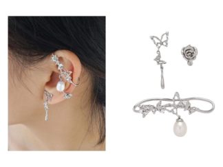 Aro/Colgante Plateado con Perlita 3pcs