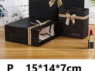 Bolsa para Regalo Negro A Motas Doradas (+)