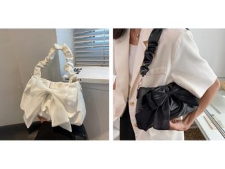 Cartera Semicuero con Moño Grande de Organza (+)