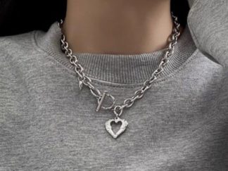 Collar Cadena de Acero con Dije Corazón