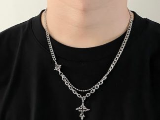 Collar Cadena de Acero con Dije Cruz