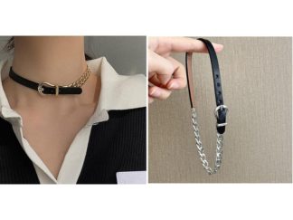 Collar Choker Cinto con Cadena