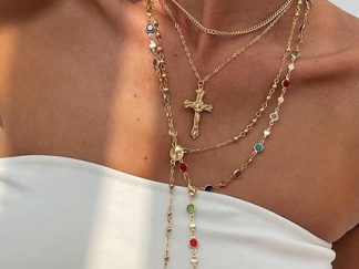 Collar Rosario con Strass Coloridos