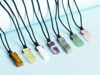 Collar con Dije Cristal/Piedra Prisma Rectangular