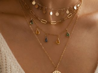 Collar con Obleas y Gemas 4pcs