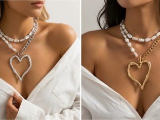 Collar con Perlas y Corazón Grande