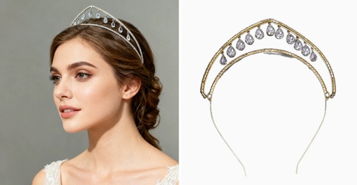 Corona tipo Vincha con Strass en forma Gota (+)