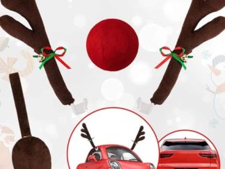 Decoración-Navidad: Cornamenta con Nariz y Cola sin Luz para Vehículo