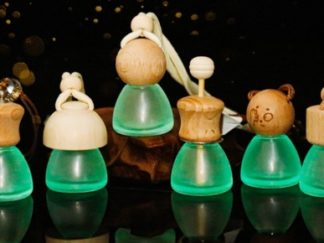 Frasco Vidrio Luminiscente con Tapita Madera para Esencia Ambiental en Vehículo