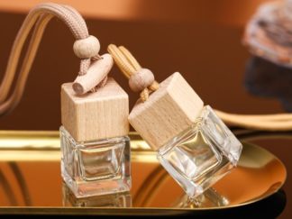 Frasco Vidrio con Tapita Madera para Esencia Ambiental en Vehículo