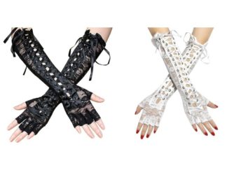 Guante de Gala Largo de Encaje y Cinta Razo (+)