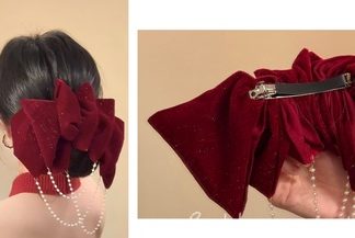 Hebilla Moño de Pana con Borlas de Perlitas
