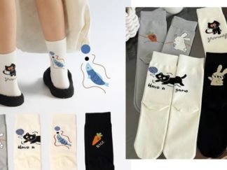 Medias Cortas Asimétricas Gato/Conejo con Pes/Zanahoria