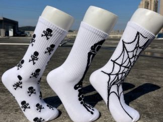 Medias 1/2Pantorilla Blanco con Dibujo Negro