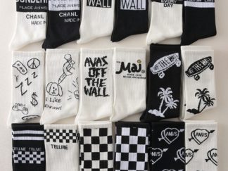 Medias 1/2Pantorilla Blanco y Negro estilo Hip Hop varios diseños