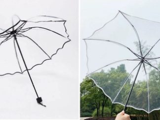 Paragua Plegable Transparente con Borde Ondulado