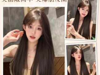 Peluca Castaña Liso con Flequillo 70cm