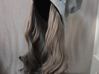 Peluca Castaña con Rulos con Gorra Gris