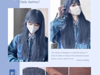 Peluca Celeste Liso con Flequillo 60cm