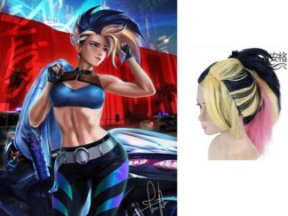 Peluca LOL英雄聯盟K/DA-Akali Rubia+Rosado+Negro