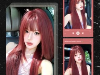 Peluca Roja Liso con Flequillo 60cm