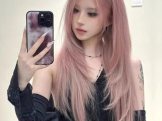 Peluca Rosada con corte Varias Capas