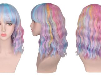 Peluca media Larga con Rulos Coloridos