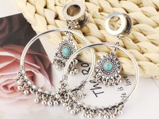 Piercing Expansor con Piedra Turquesa y Argolla Grande (+)