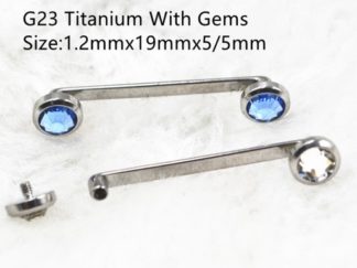 Piercing Titanio 1.2*19mm con 2 Strass de 5mm (+)