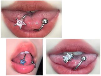 Piercing para Lengua Titanio forma S con Estrella (+)