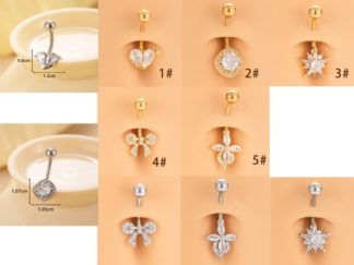 Piercing para Ombligo Dorado/Plateado con Strass Simple