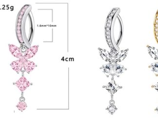 Piercing para Ombligo Mariposa+Diamante+Strass Redondo (+)