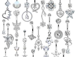 Piercing para Ombligo Plateado con Strass varios diseños