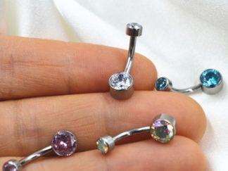 Piercing para Ombligo Titanio con 2 Strass Simple