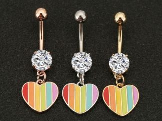 Piercing para Ombligo con Coraón de Arco Iris