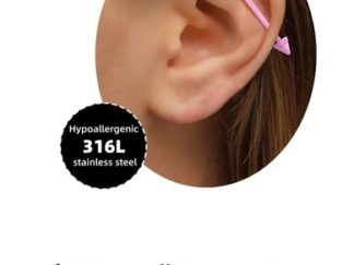 Piercing para Oreja de Acero Médico 4# Largo Flecha Rosada