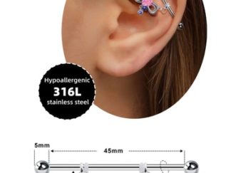 Piercing para Oreja de Acero Médico 6# Largo con Moño