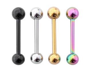 Piercing para Pezón de Acero con 2 Pelotitas de 5mm