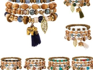 Pulsera Bohémia con Pelotitas de Madera