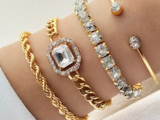 Pulsera Dorada con Strass 4pcs