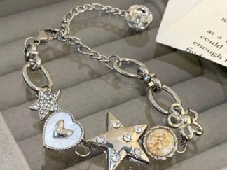 Pulsera Flor+Corazón+Estrella con Strass