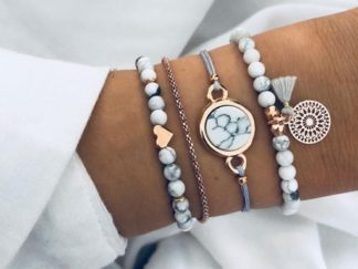 Pulsera Turquesa Blanca 4pcs